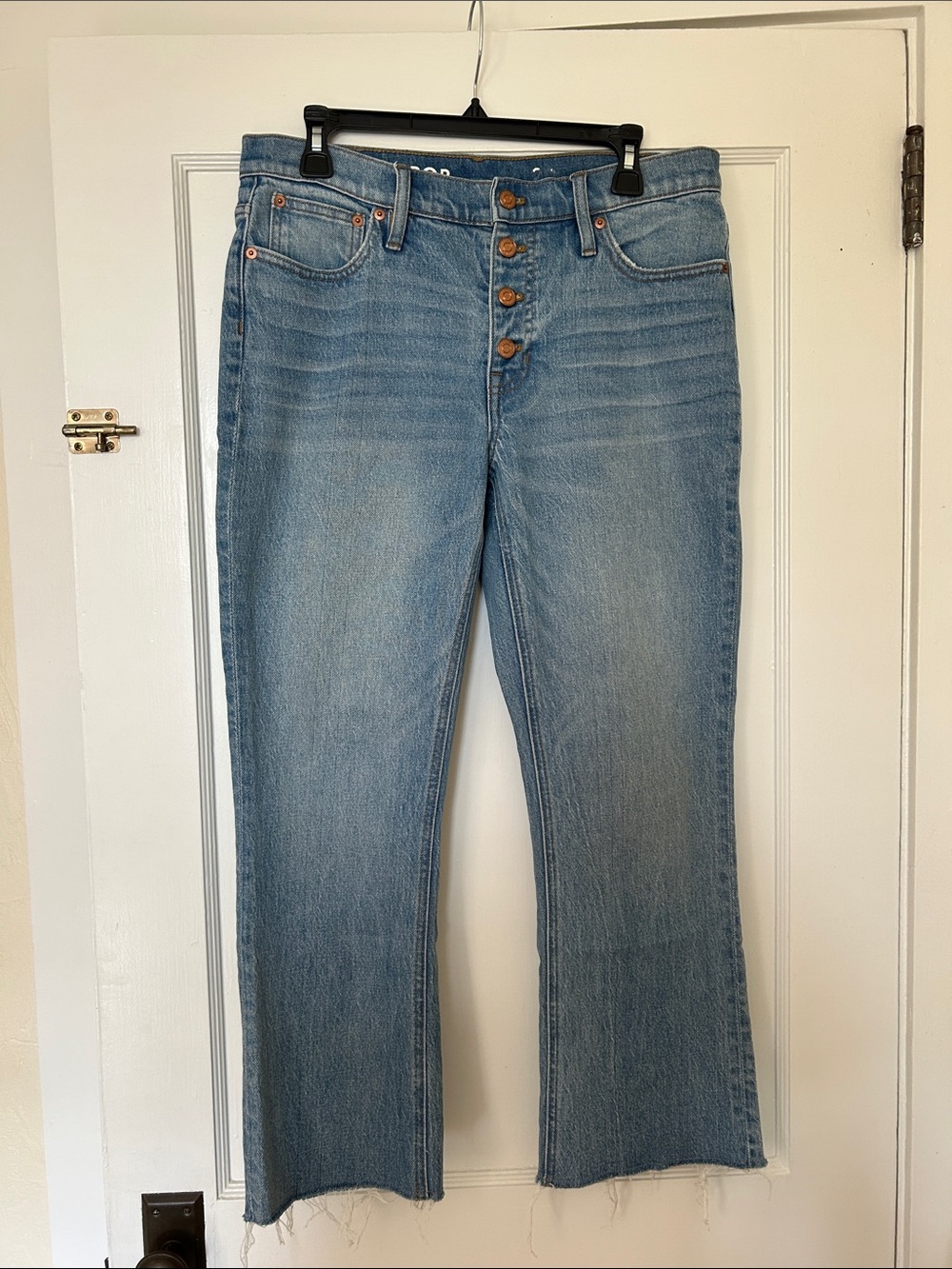 J. Crew Demi Boot Crop Light Blue Women's Button-Fly Straight Jeans - Size 29